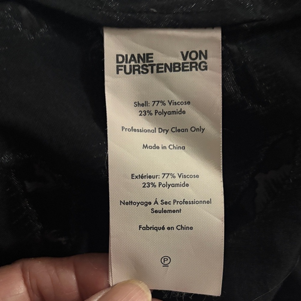 DVF Diane Von Furstenberg V Neck Flare Mini Dress Black White Size 6 *No Slip* - Picture 7 of 13